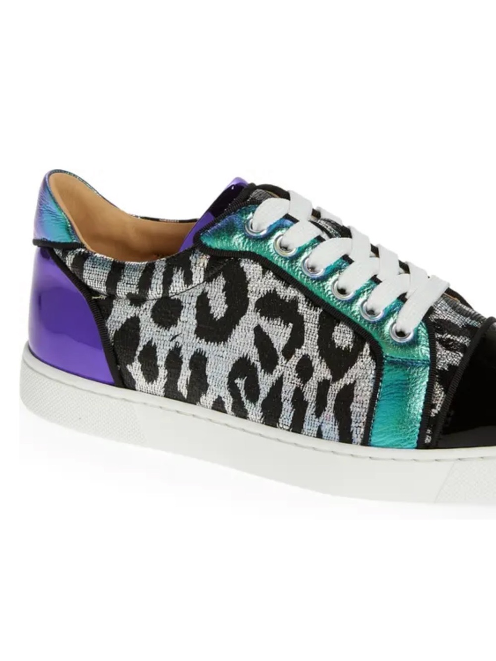 Christian Louboutin Metallic Purple & Teal Leopard-Print Women's Sneaker